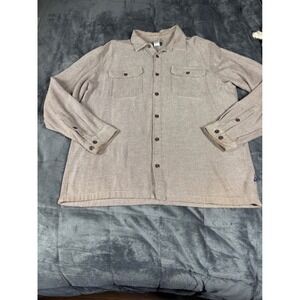 Patagonia Mens Organic Cotton Flannel Shirt Tan Heather Twill Long Sleeve L